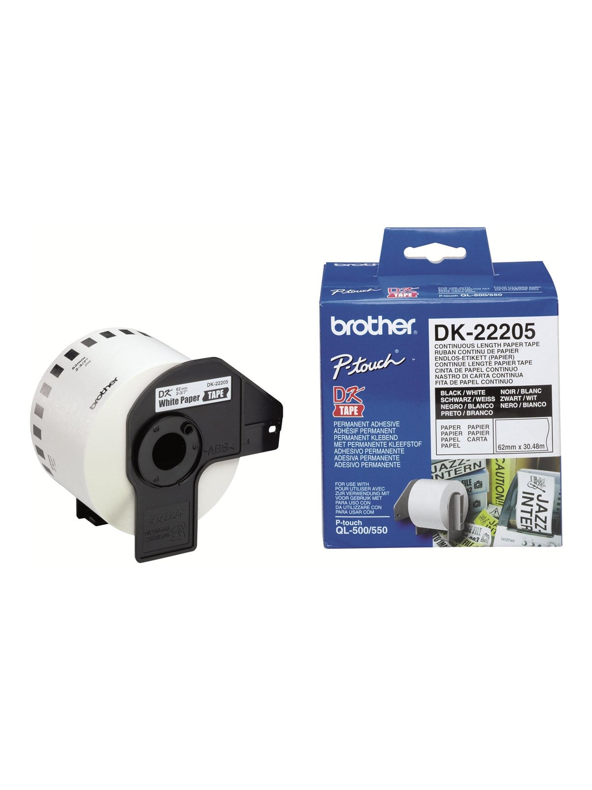 Brother Dk22205 / Continuous Length Paper Tape 62 mm x 30.48 m - Papier Fotopapier Und Etiketten