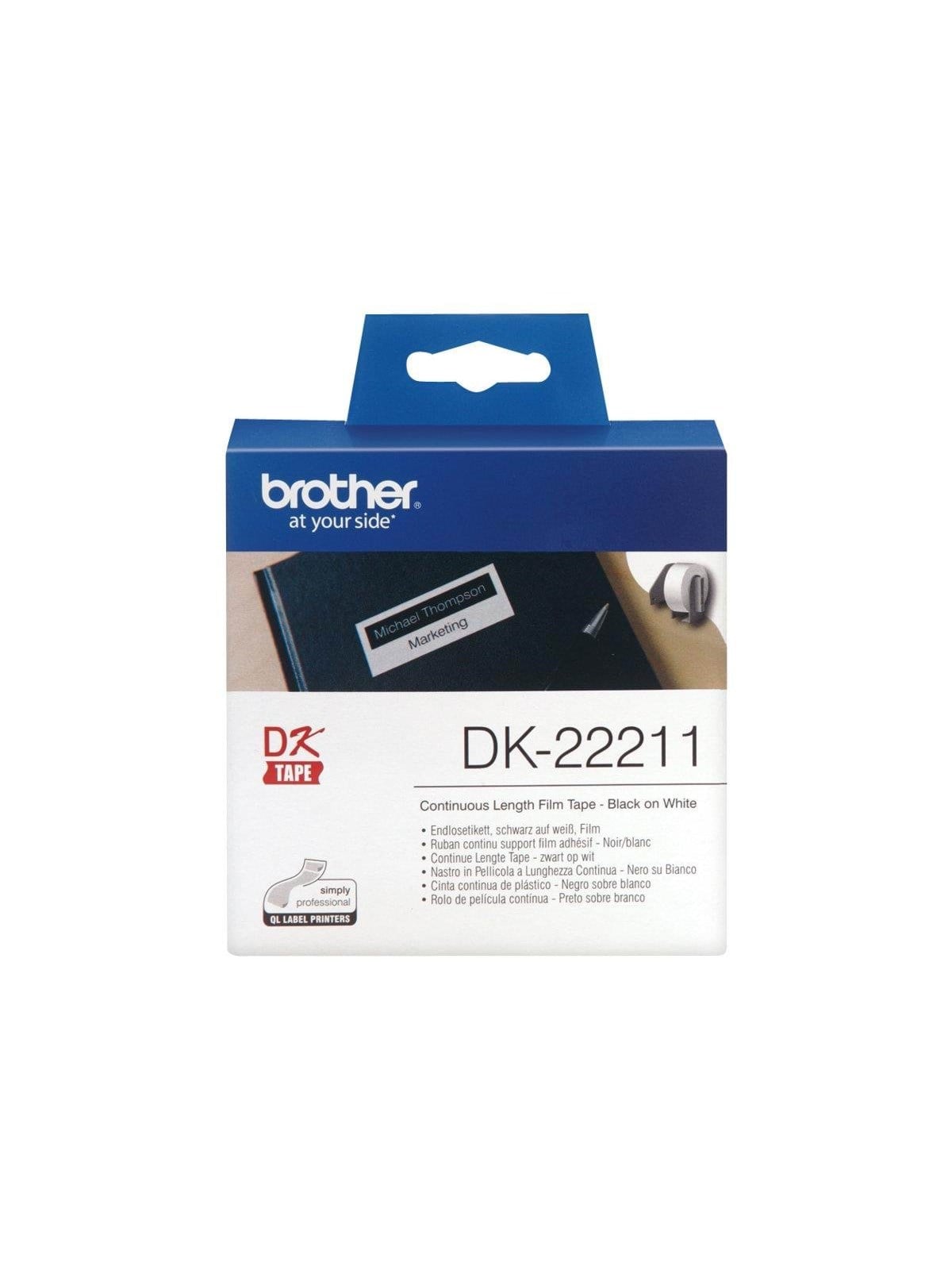Brother Film Tape Brother 29 mm 15.24 m Black/white - Papier Fotopapier Und Etiketten - Dk-22211