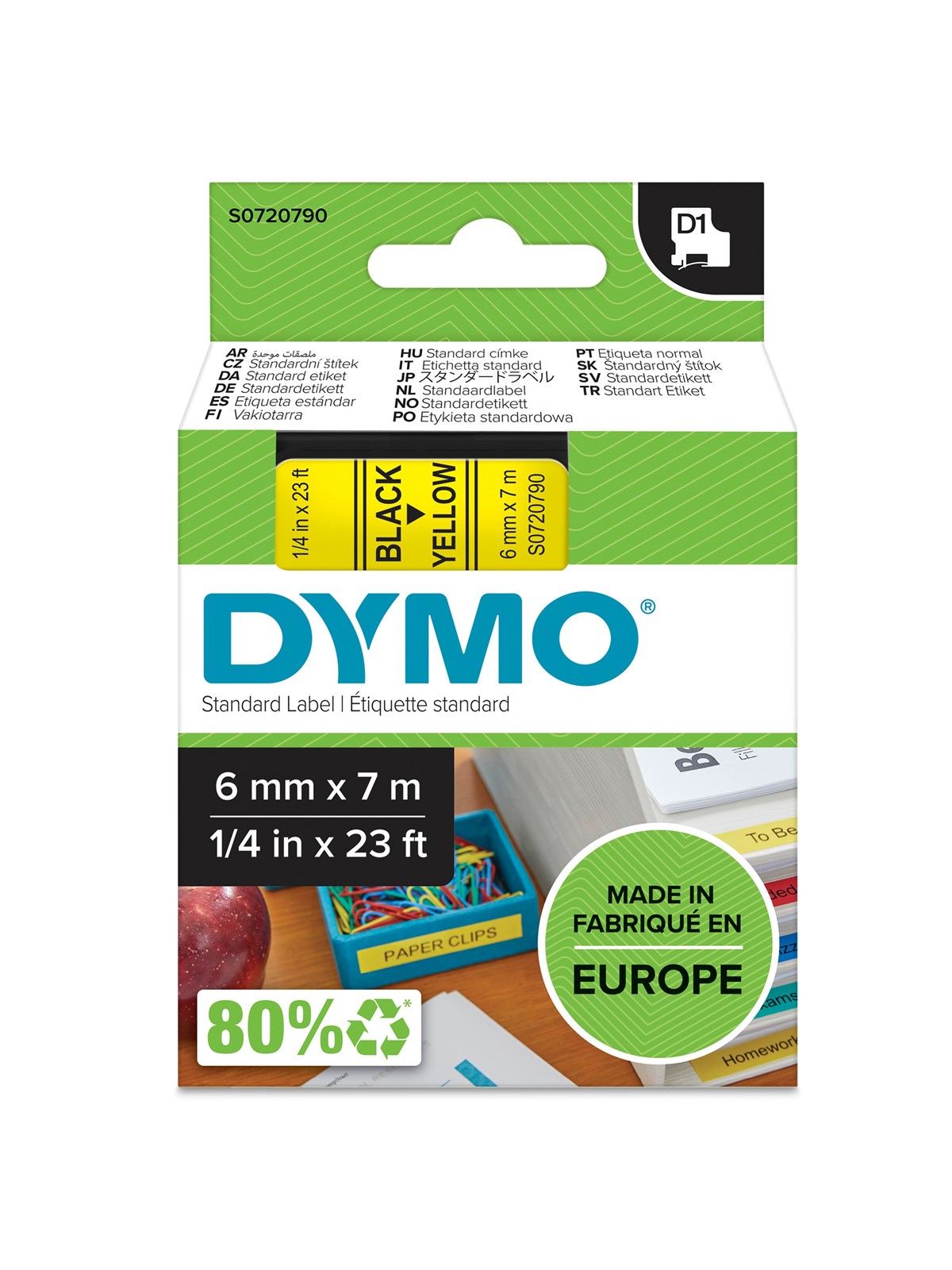 Dymo D1-etikettenband | Schwarz Auf Gelb | 6mm x 7m - Papier Fotopapier Und Etiketten - 43618