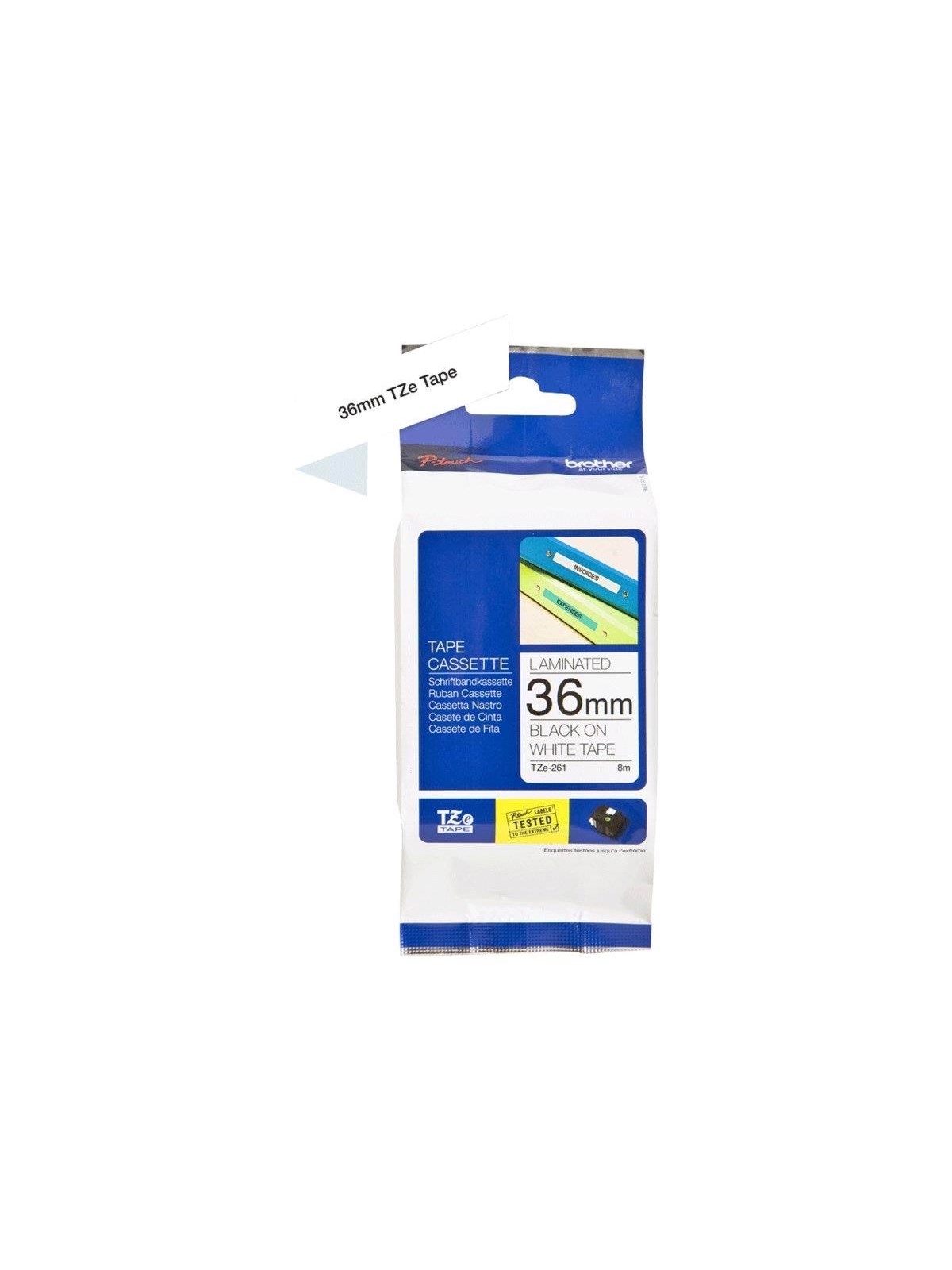 Brother Tape Sort Tekst Hvid Tape 36mm - Papier Fotopapier Und Etiketten - Tz-261
