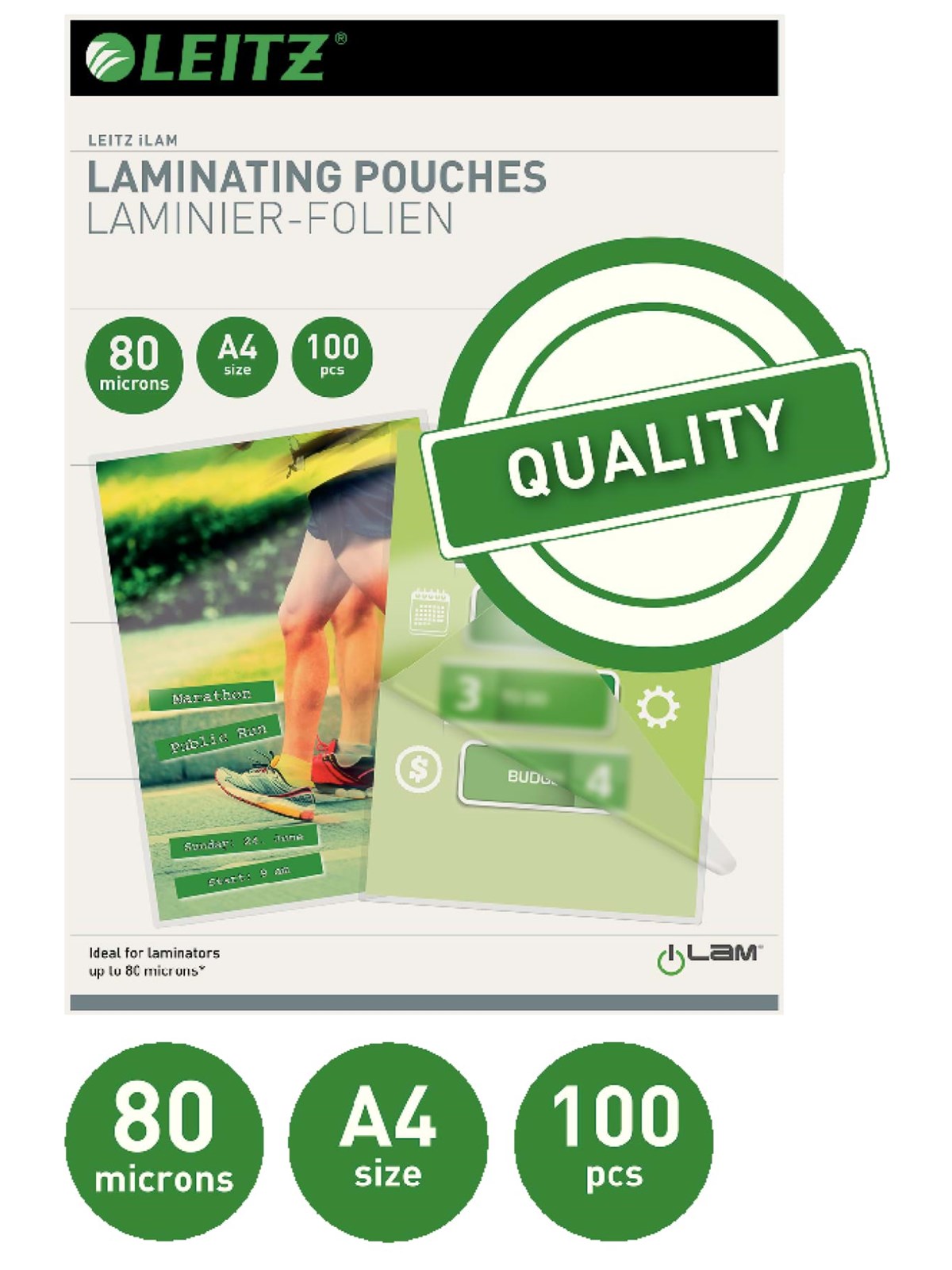 Leitz Heißlaminierfolien A4, 80 Mic - Laminierung - 33818