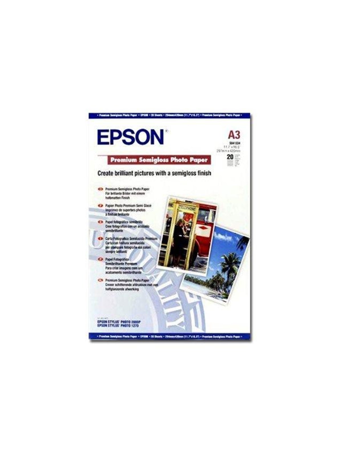 Epson A3 Semi-gloss Premium Photo Paper - Papier Fotopapier Und Etiketten - C13s041334