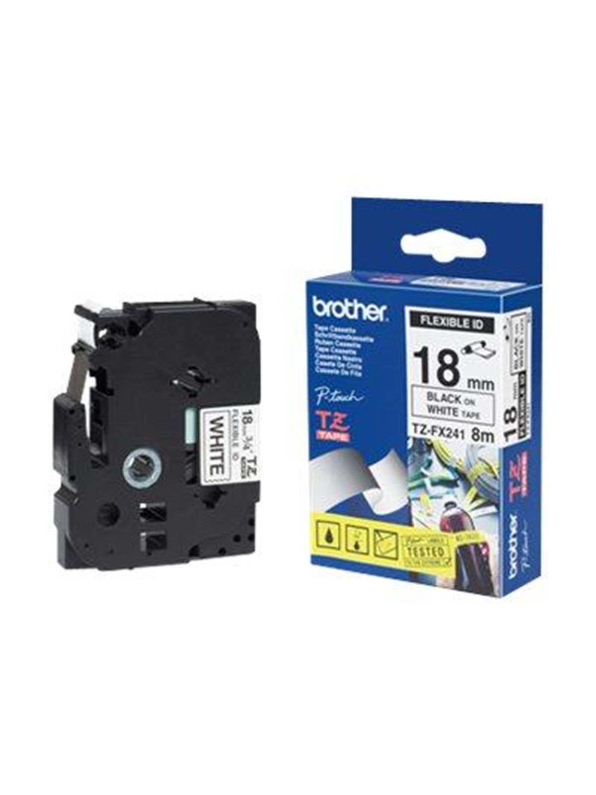 Brother Tzefx241 - Black on White Roll (1.8 cm x 8 m) - Papier Fotopapier Und Etiketten