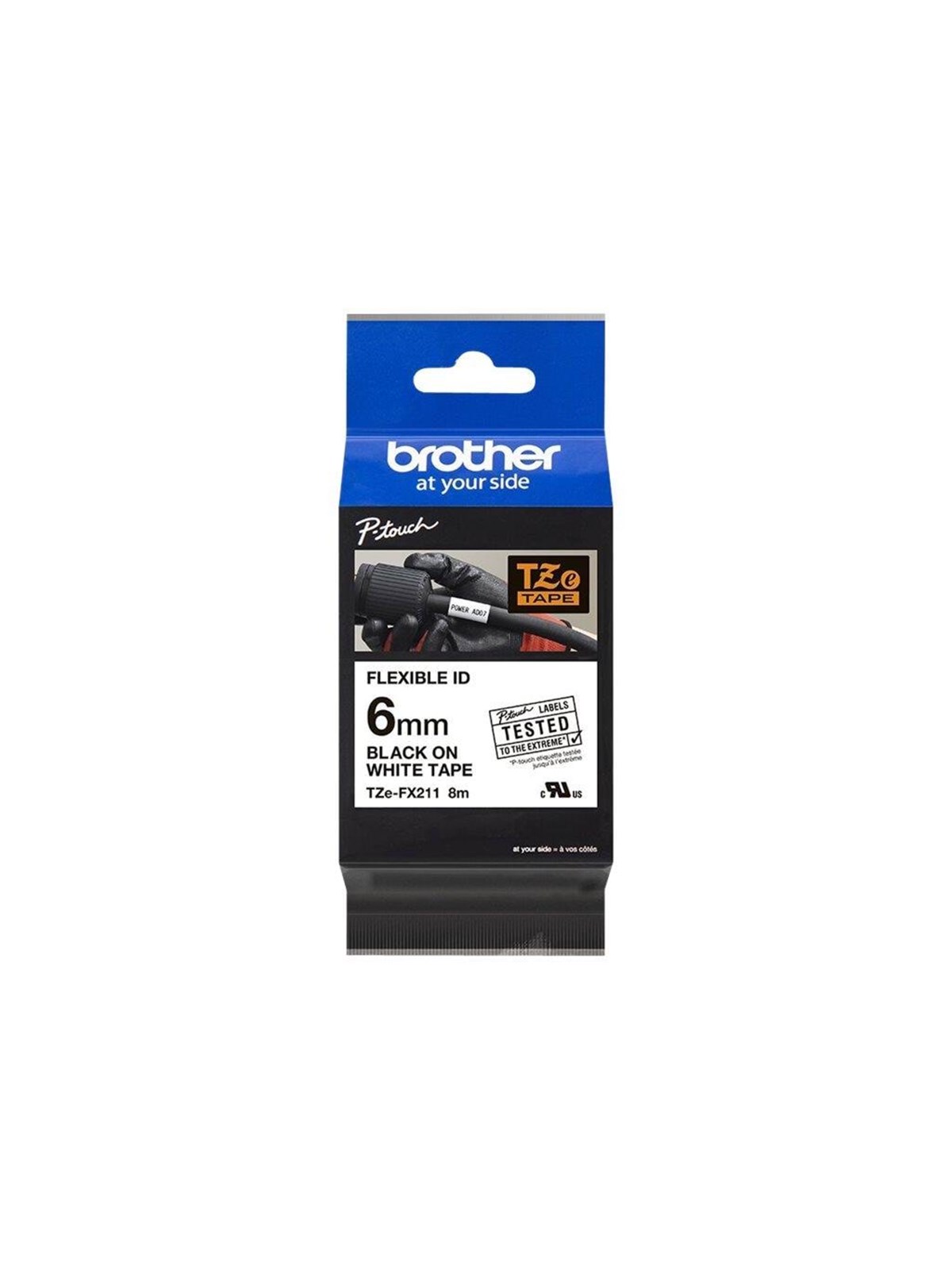 Brother Tzefx211 - Black On White - Roll (0.6 cm x 8 m) - Papier Fotopapier Und Etiketten