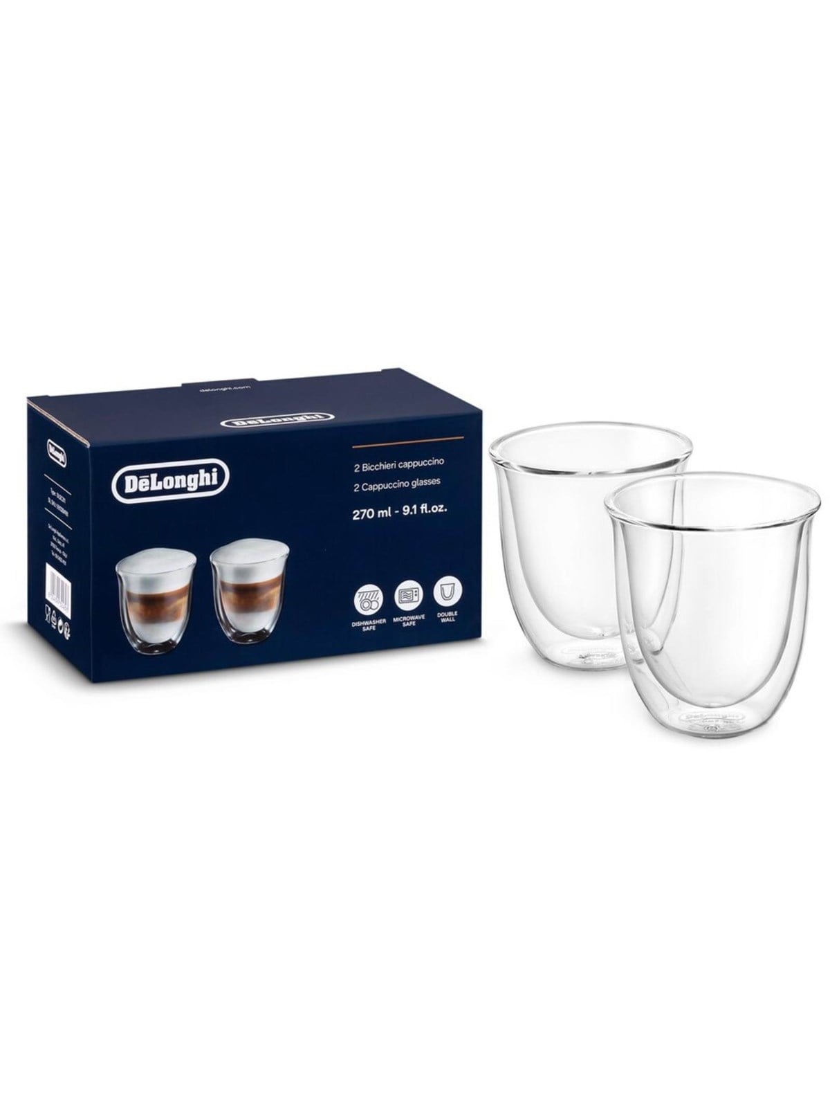 Delonghi Cappuccino Glasses 2 x 270 ml - Kaffeezubereitung - 8004399324893