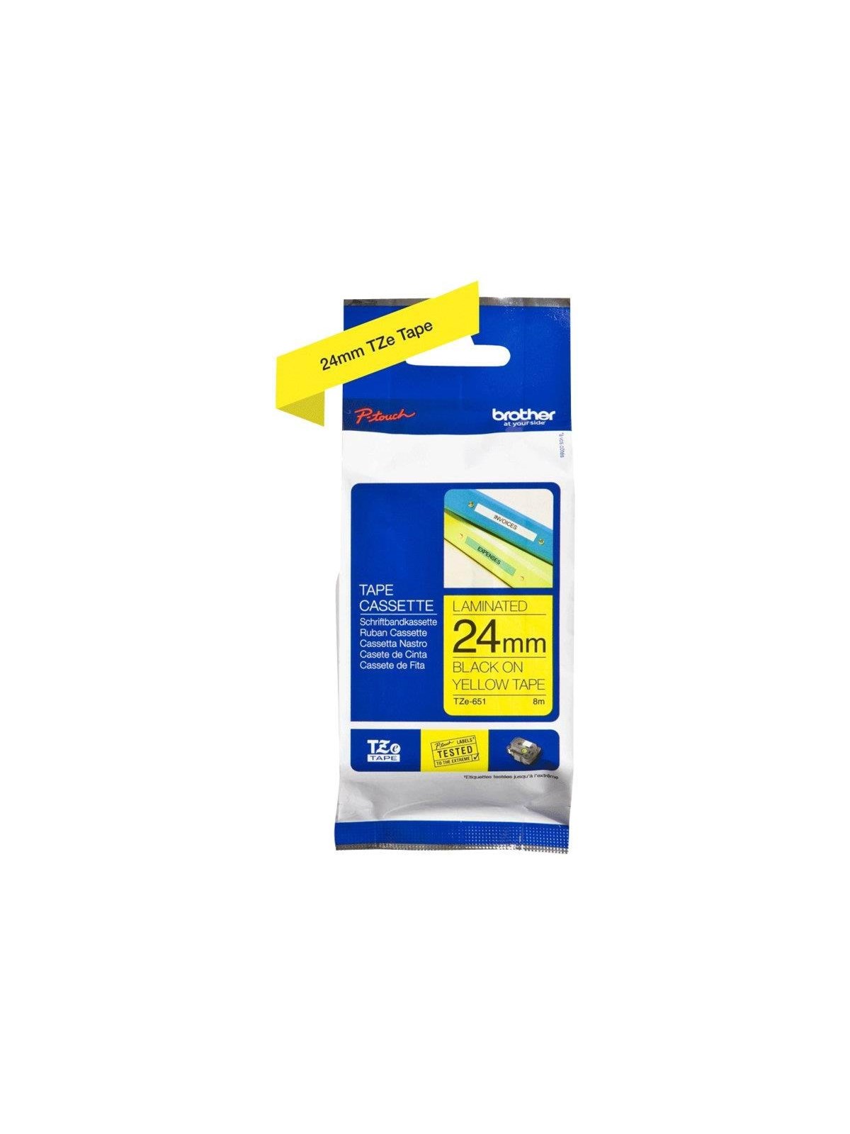 Brother Tze651 / Tze-651 Black on Yellow Ribbon (24mm x 8m) - Papier Fotopapier Und Etiketten