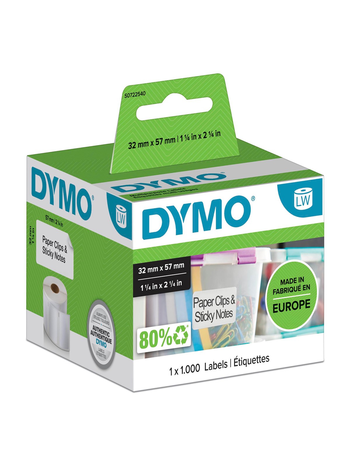 Dymo Labelwriter Mehrzwecketiketten | 57mm x 32mm | Rolle Mit 1.000leicht Ablösbaren Etiketten | Selbstklebend - Papier Fotopapier Und Etiketten - 