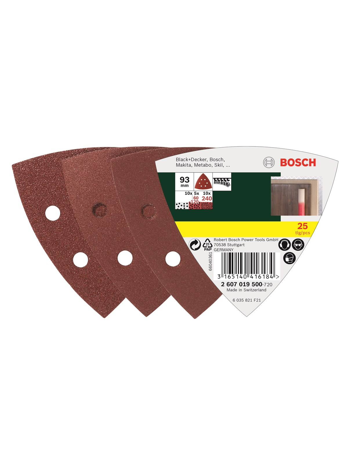 Bosch 25-pcs. Delta Sander Sheet Set G60/120/240 - Schleifmaschine - 2607019500