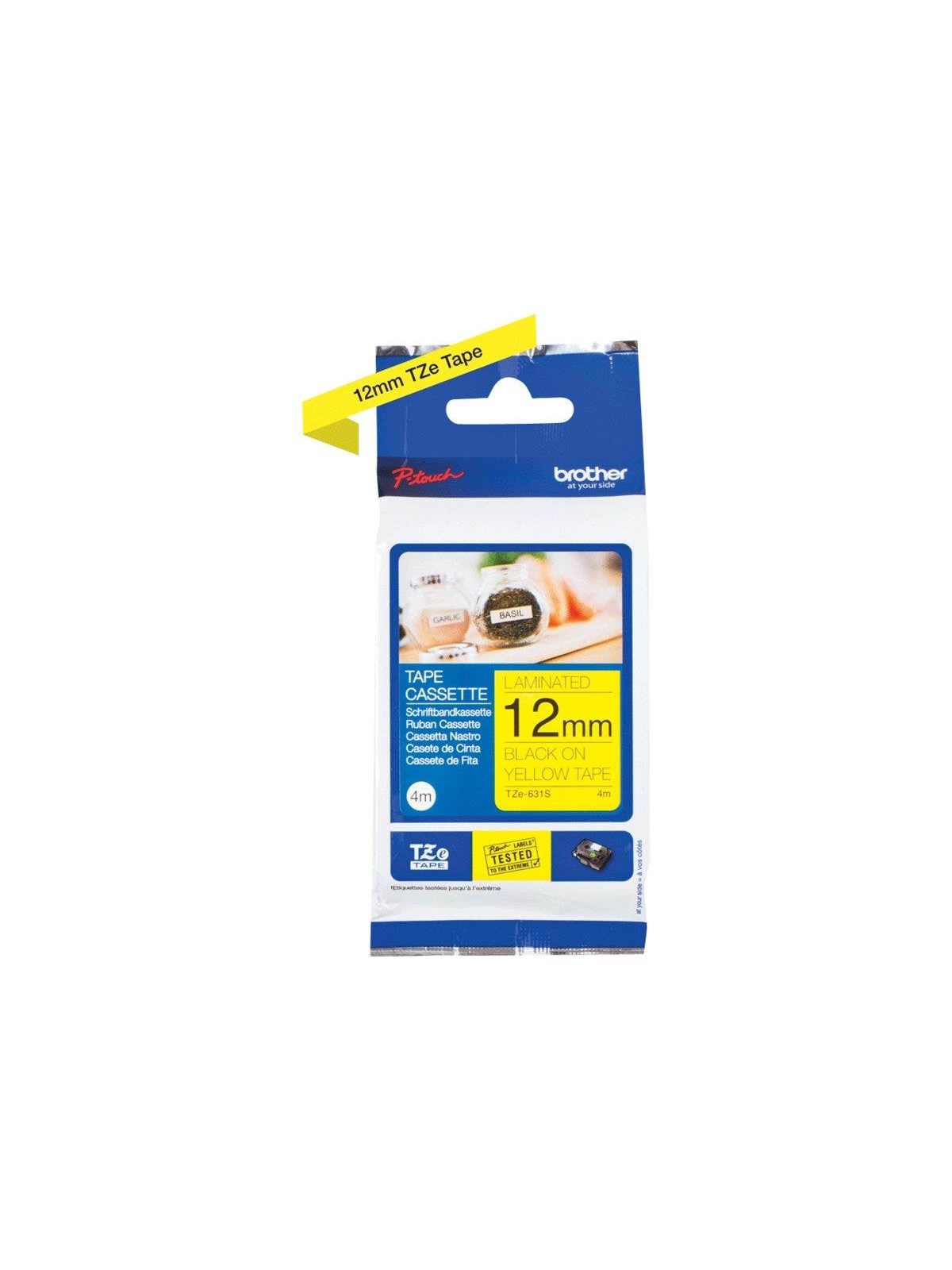 Brother Tze 631s - Black on Yellow Roll (1.2 cm x 4 m) - Papier Fotopapier Und Etiketten - Tze631s
