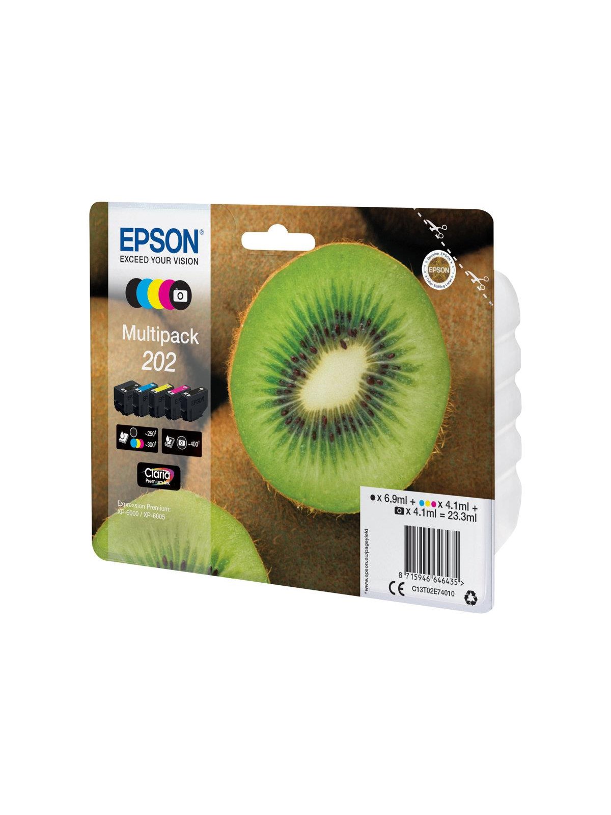 Epson 202 Multipack (Black Yellow Cyan Magenta Photo Black) Ink - Druckerzubehoer Tinte Toner - C13t02e74010