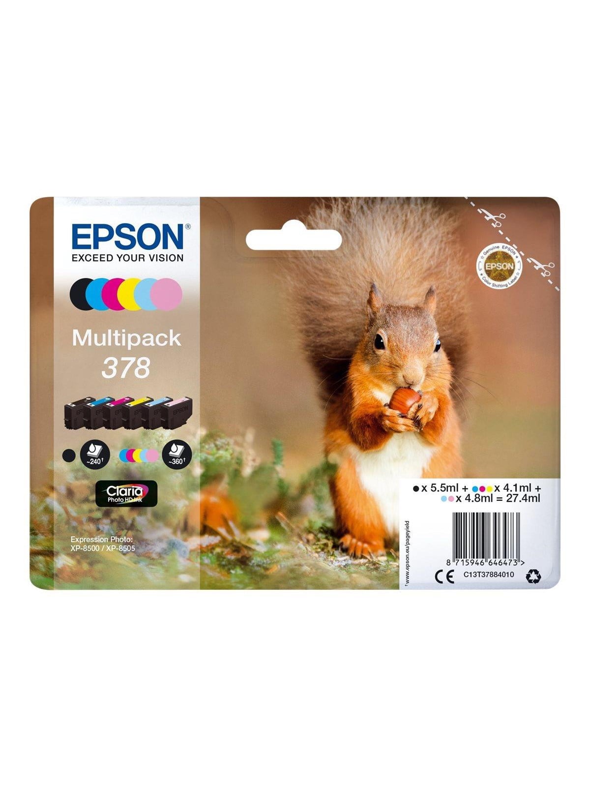 Epson 378 Multipack 6-pack (Black Yellow Cyan Magenta Light Magenta Light Cyan) - Druckerzubehoer Tinte Toner - C13t37884010