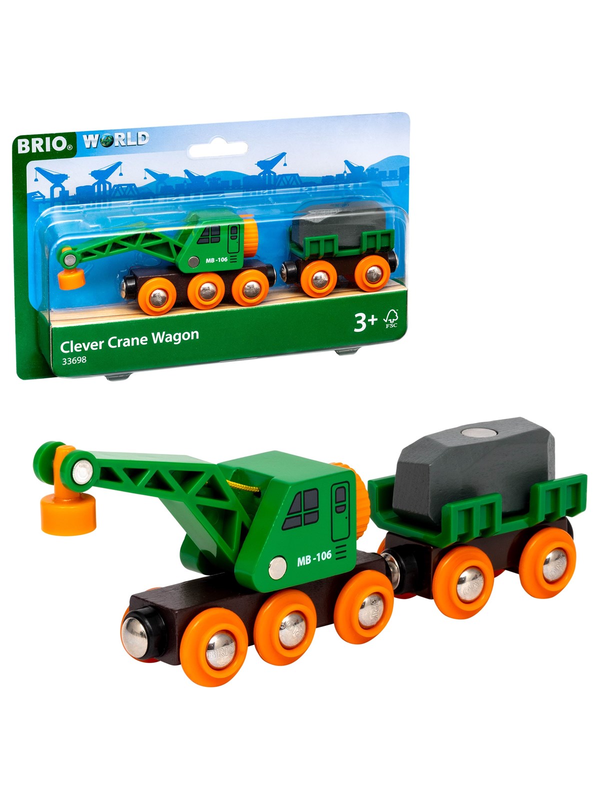 Brio Grüner Kranwagen Mit Anhänger - Brio Train - 33698