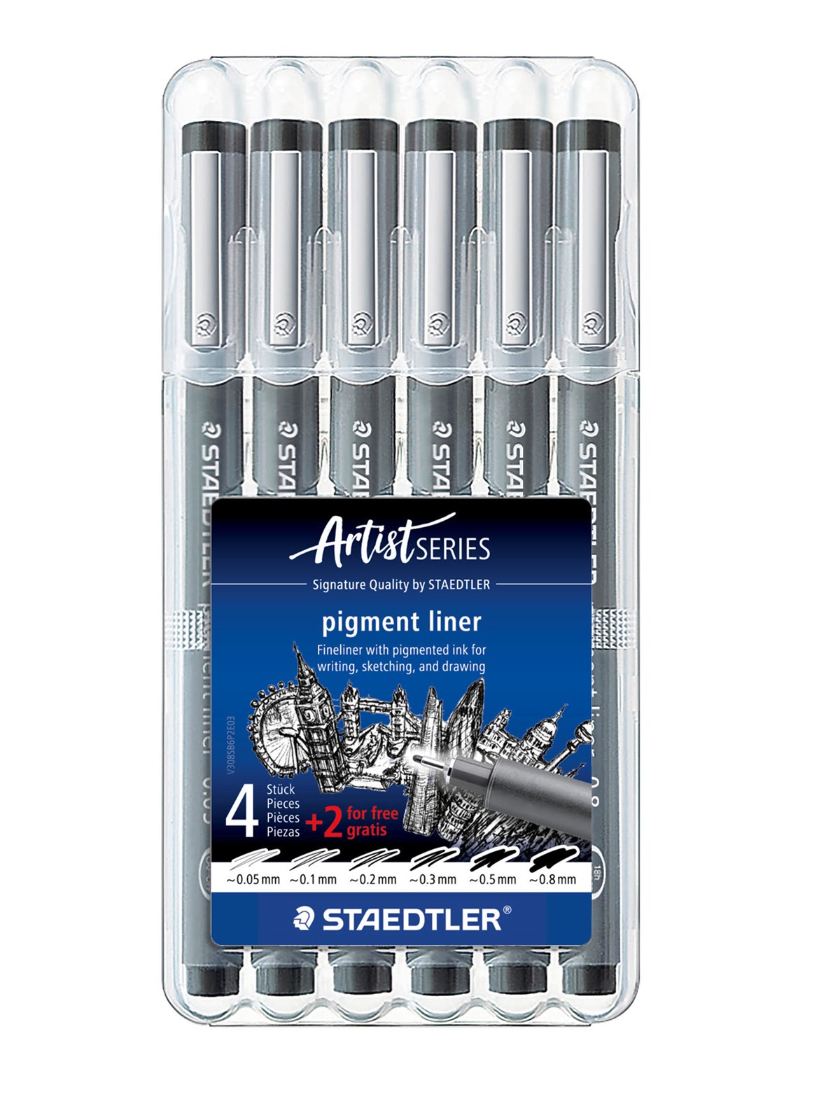 Staedtler Fineliner Pigment Liner Black 6pcs - Utensilien Zum Schreiben Und Zeichnen - 308 Sb6p