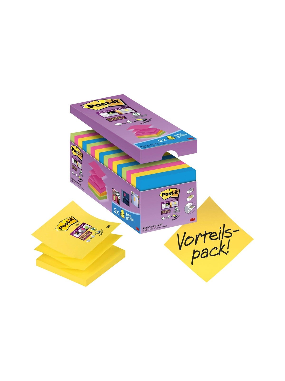 3M Post-it Super Sticky Z-notes R330-ssvp16-eu - Bloecke Formulare Und Notizbuecher - 70005251601