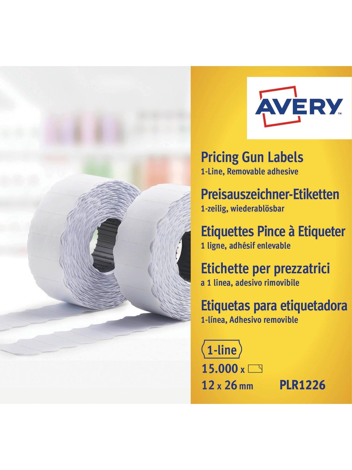 Avery Labels on Roll For 1 Line Pricing Gun up to 8 Digits Removable White - Papier Fotopapier Und Etiketten - Plr1226
