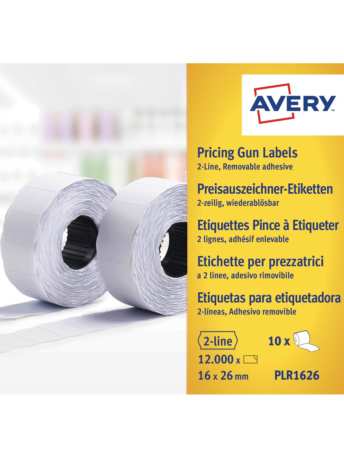Avery Labels on Roll For 2 Lines Pricing Gun up to 18 Digits Removable White - Papier Fotopapier Und Etiketten - Plr1626