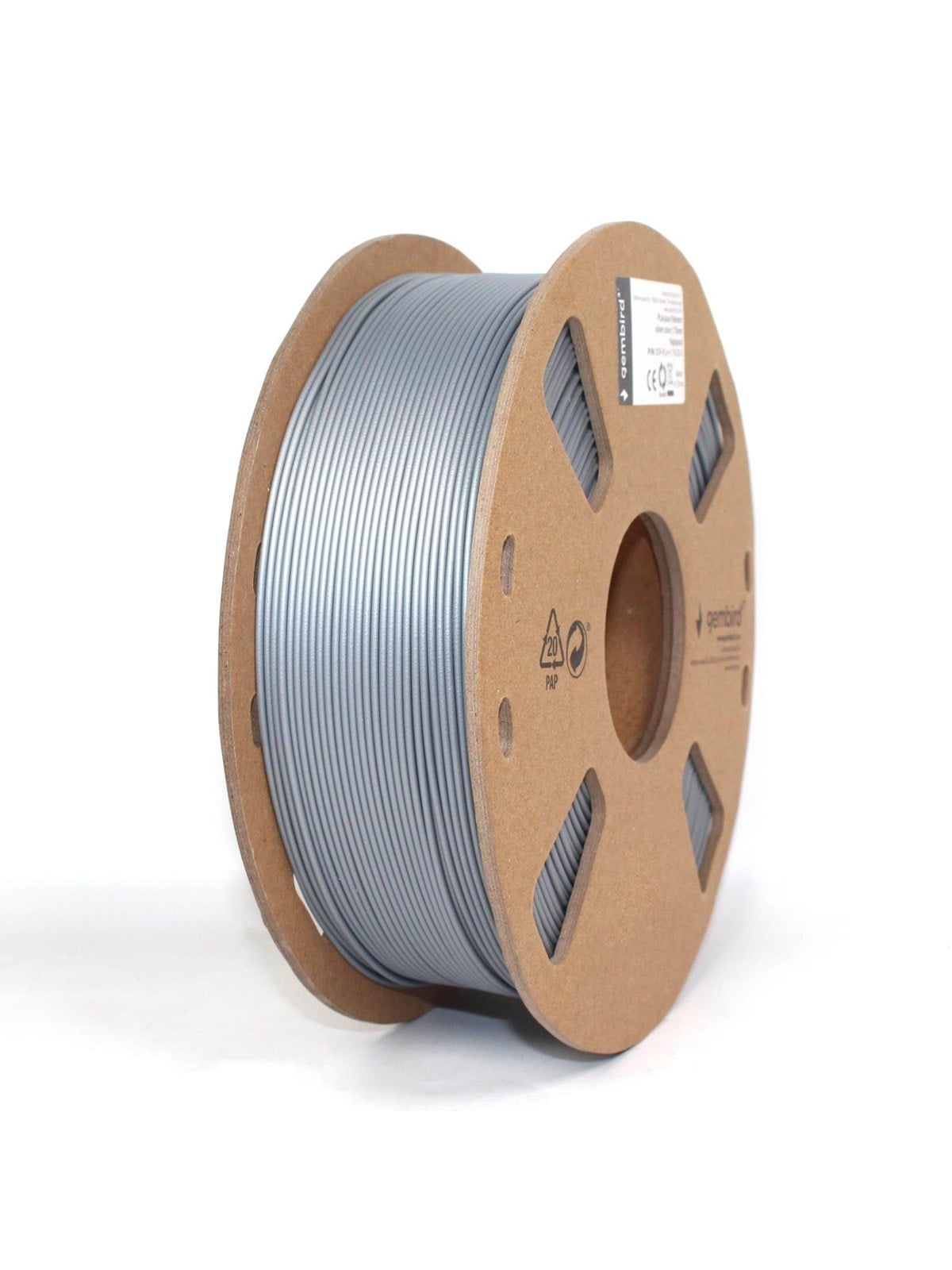 Gembird Pla Filament - Silber - 1.75mm ø - 1 kg - Filament 3D Drucker - 3dp-pla1.75-01-s