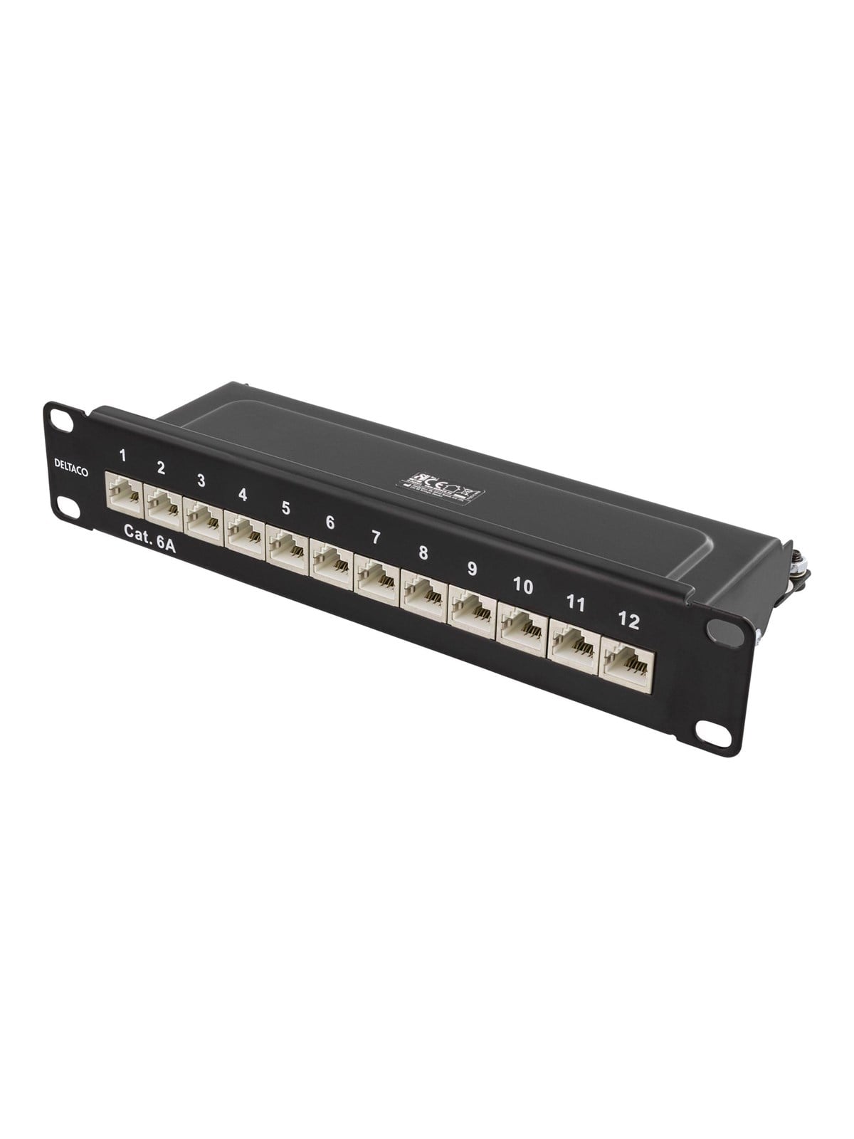Deltaco 10-patch15 10" Patch Panel 12xrj45 Cat6a Stp 10gbps Metal Black - Netzwerkzubehoer