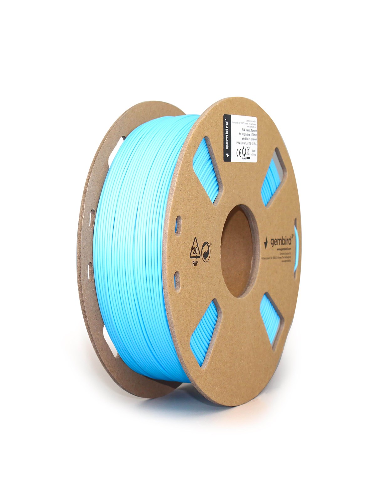 Gembird Pla Filament - Himmelblau - 1.75mm ø - 1 kg - Filament 3D Drucker - 3dp-pla1.75-01-bs