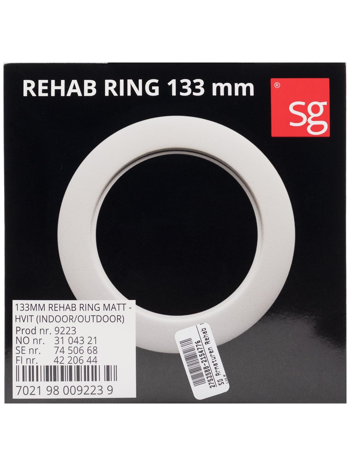 SG Armaturen Rehab Ring 133mm Mat White - Lampen - 9223