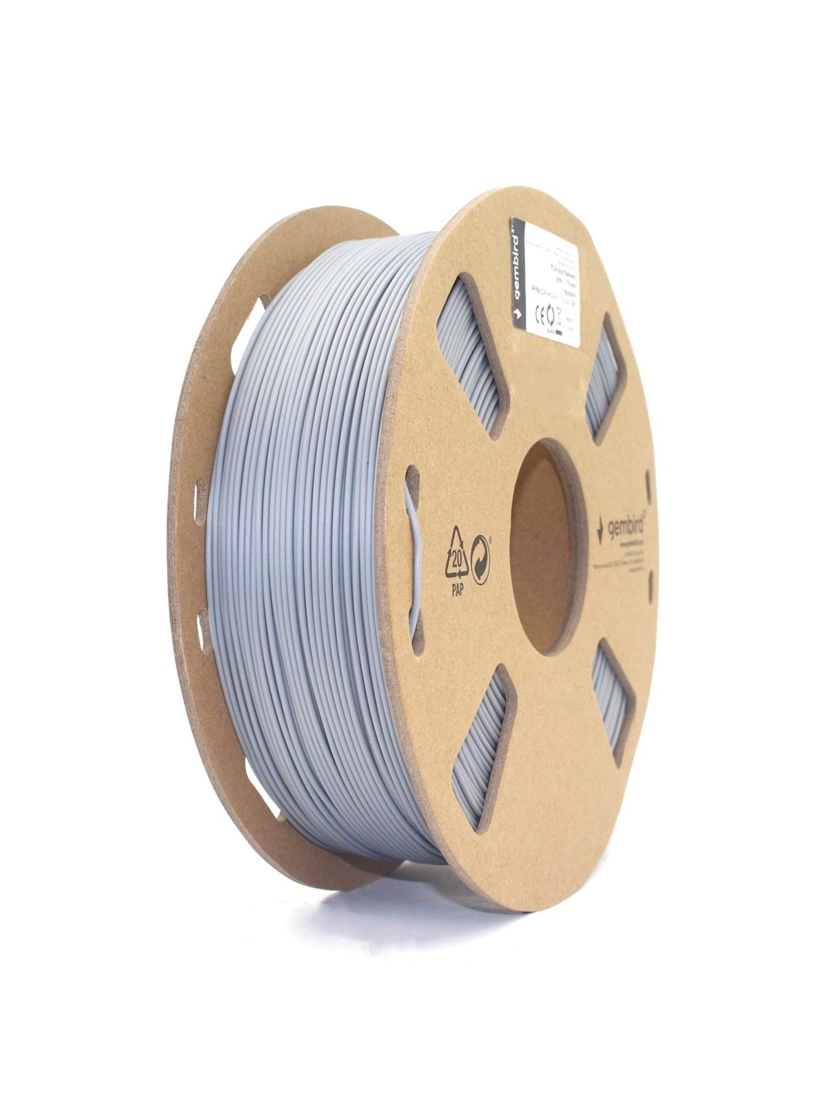 Gembird Pla Filament - Grau - 1.75mm ø - 1 kg - Filament 3D Drucker - 3dp-pla1.75-01-gr