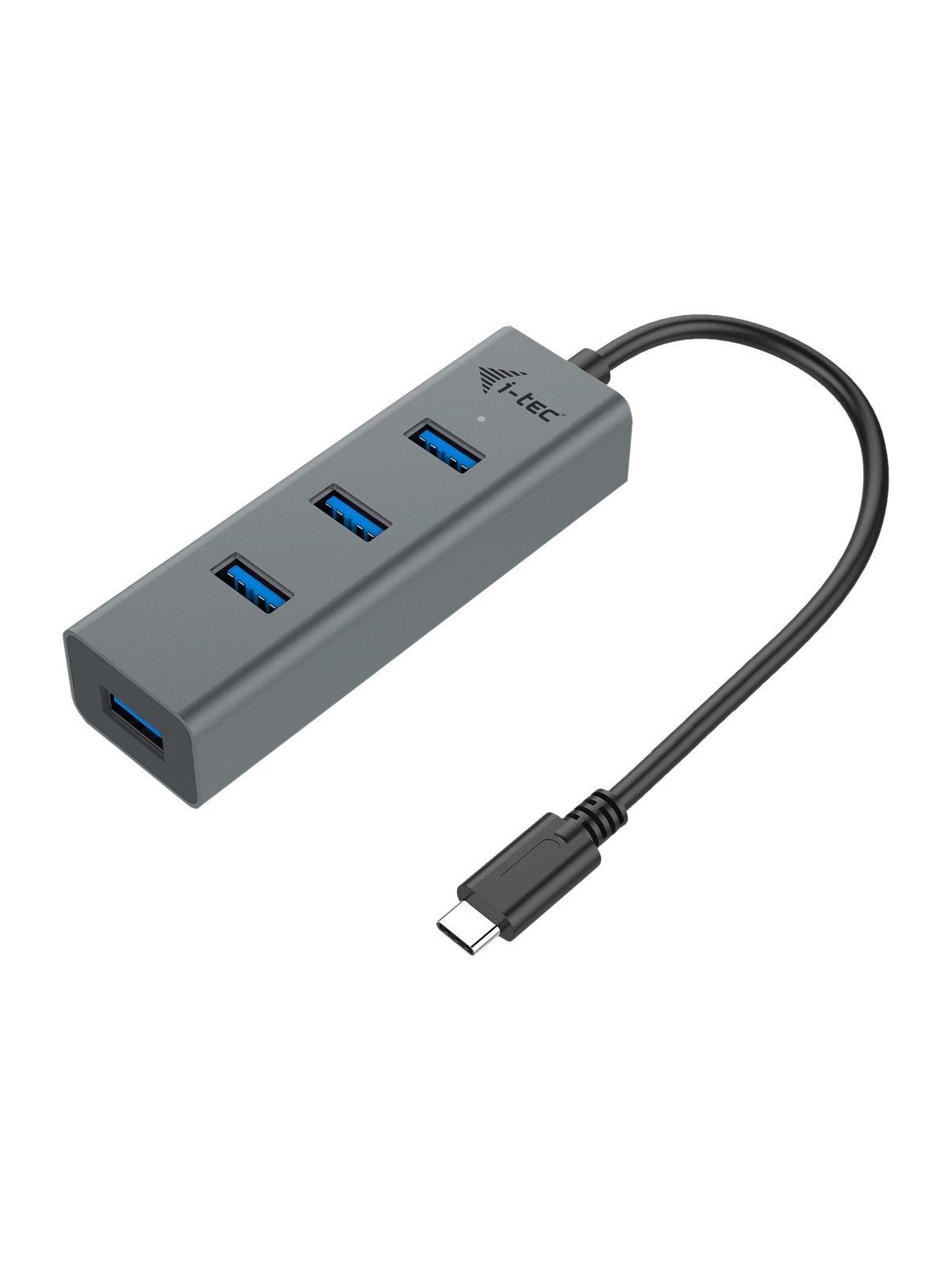 I-tec Usb-c 3.1 Metal Hub - 4-port Usb 3.0 - Bus Powered - Overcurrent Protection Usb-hubs - Usb 3.2 - 4 - Grau - Usb Hubs - C31hubmetal403