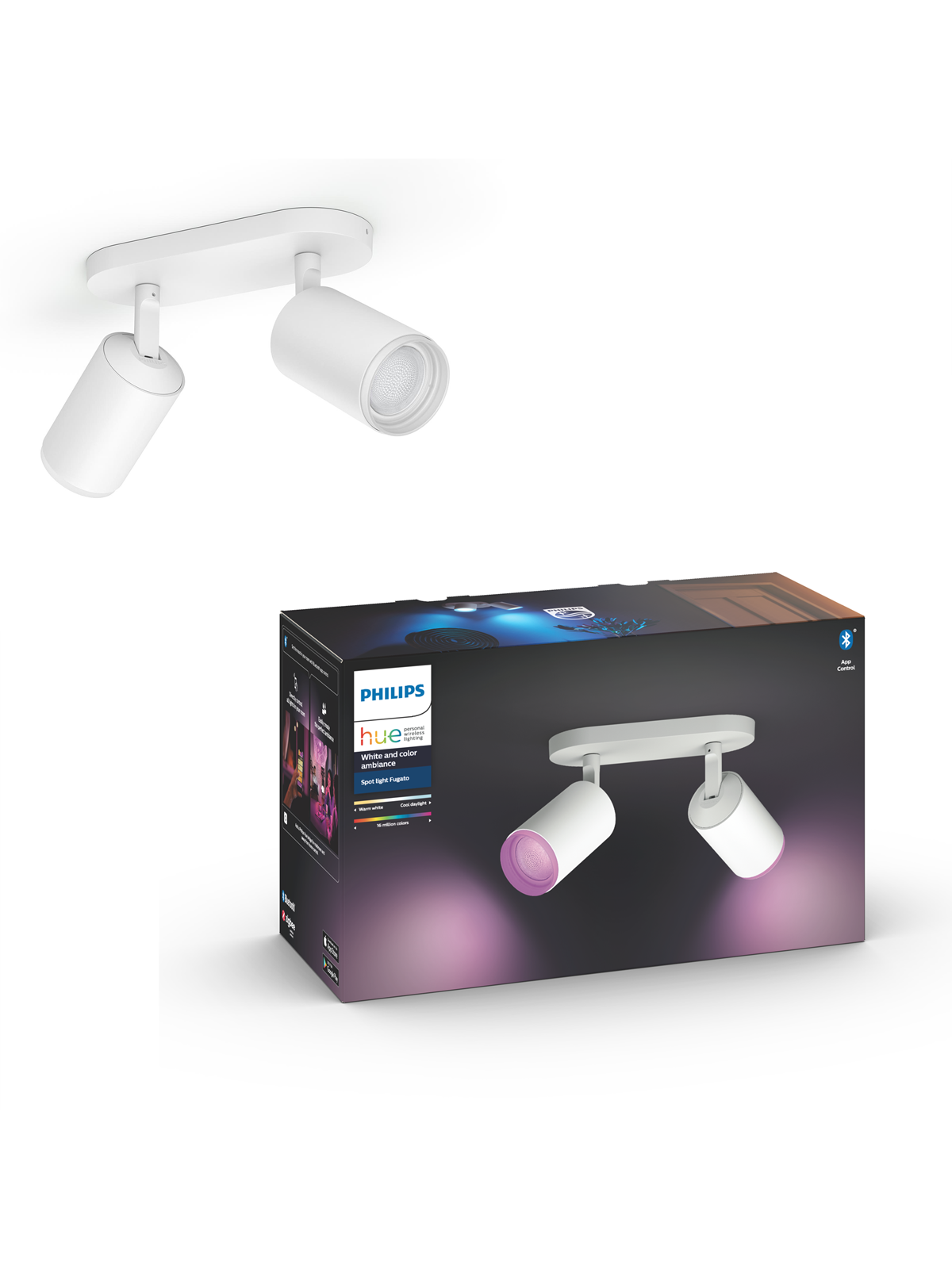 Philips Hue Fugato 2-er Spots 5.7W - Weiß - Smart Home - 929003810301