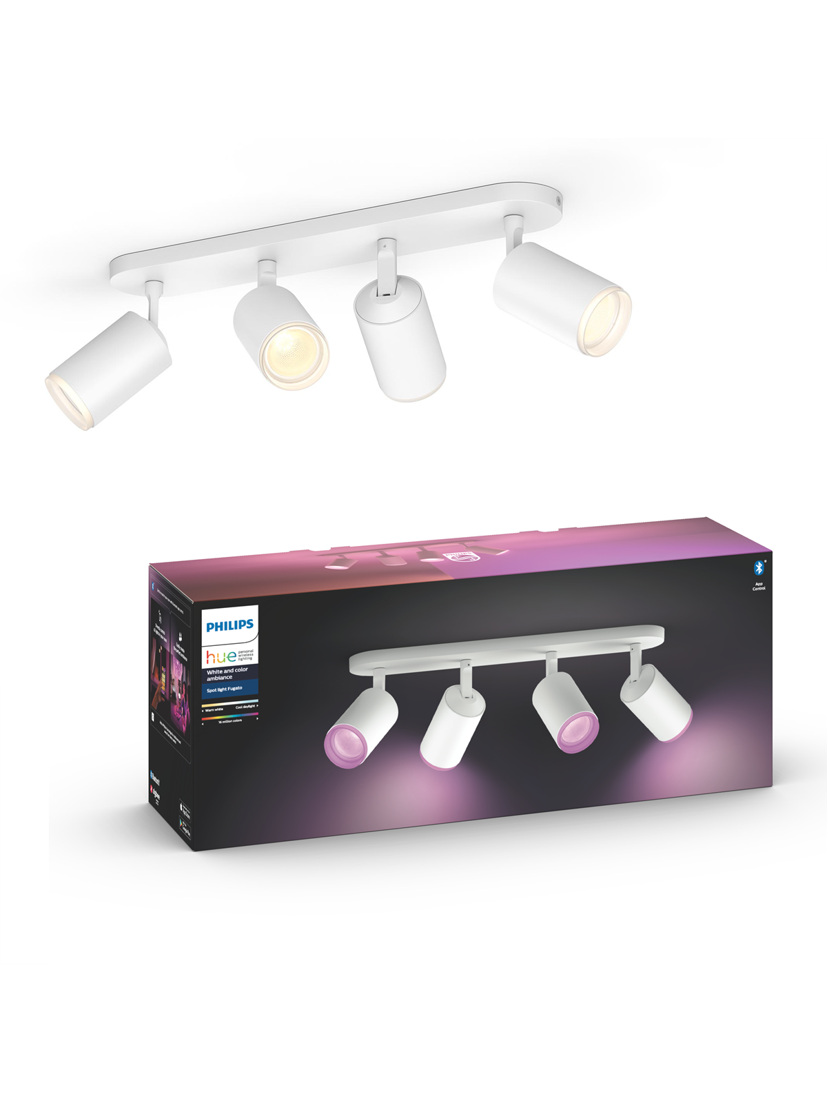 Philips Hue Fugato 4-er Spots 5.7W - Weiß - Smart Home - 929003810501