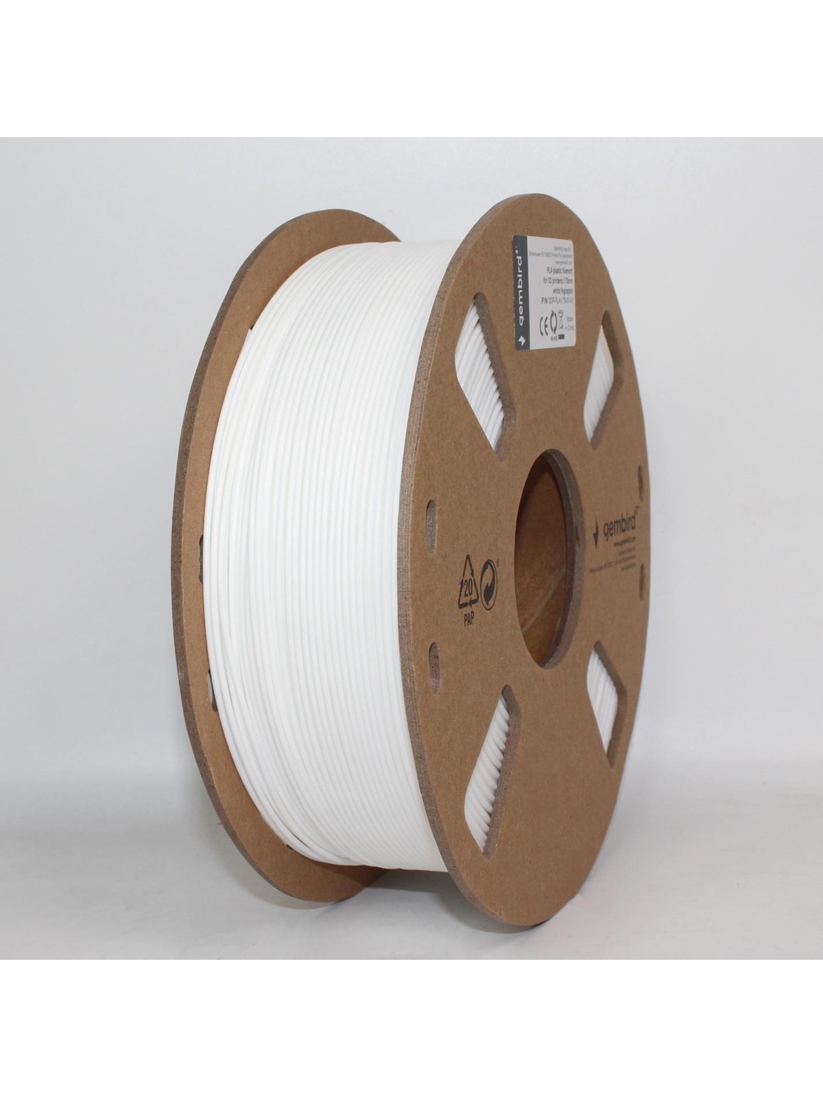 Gembird Pla Filament - White - 1.75mm ø - 1 kg - Filament 3D Drucker - 3dp-pla1.75-01-w