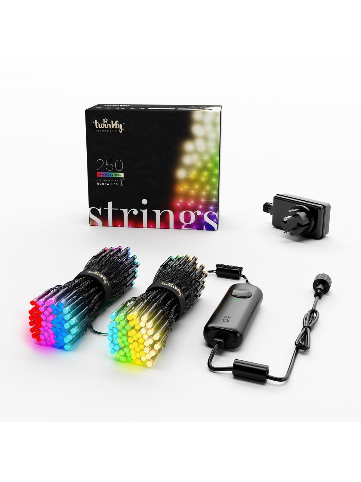 Twinkly Strings - 250 App-controlled Rgb + Warm White Leds. 20 Meters. Black Wire. - Smart Home - Tws250spp-beu