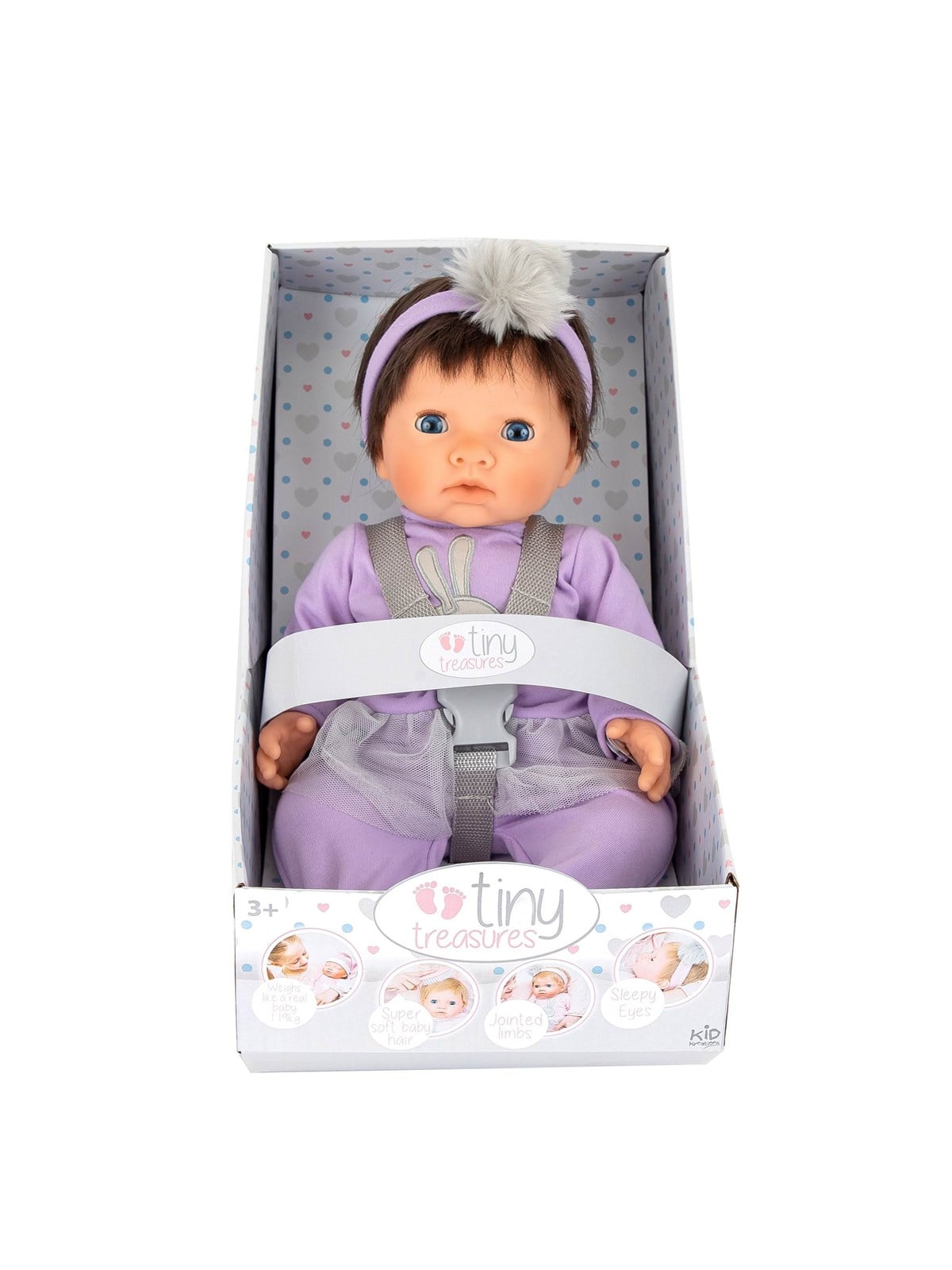 Tiny Treasures Dark Hair Baby Doll Purple Outfit - Dolls Accessories - 30140