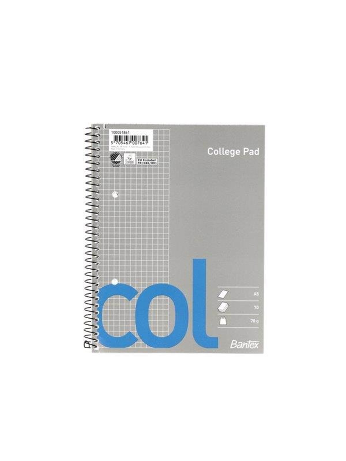 Bantex Col College Pad Squared Punched Holes A5 - Bloecke Formulare Und Notizbuecher - 1733944-000