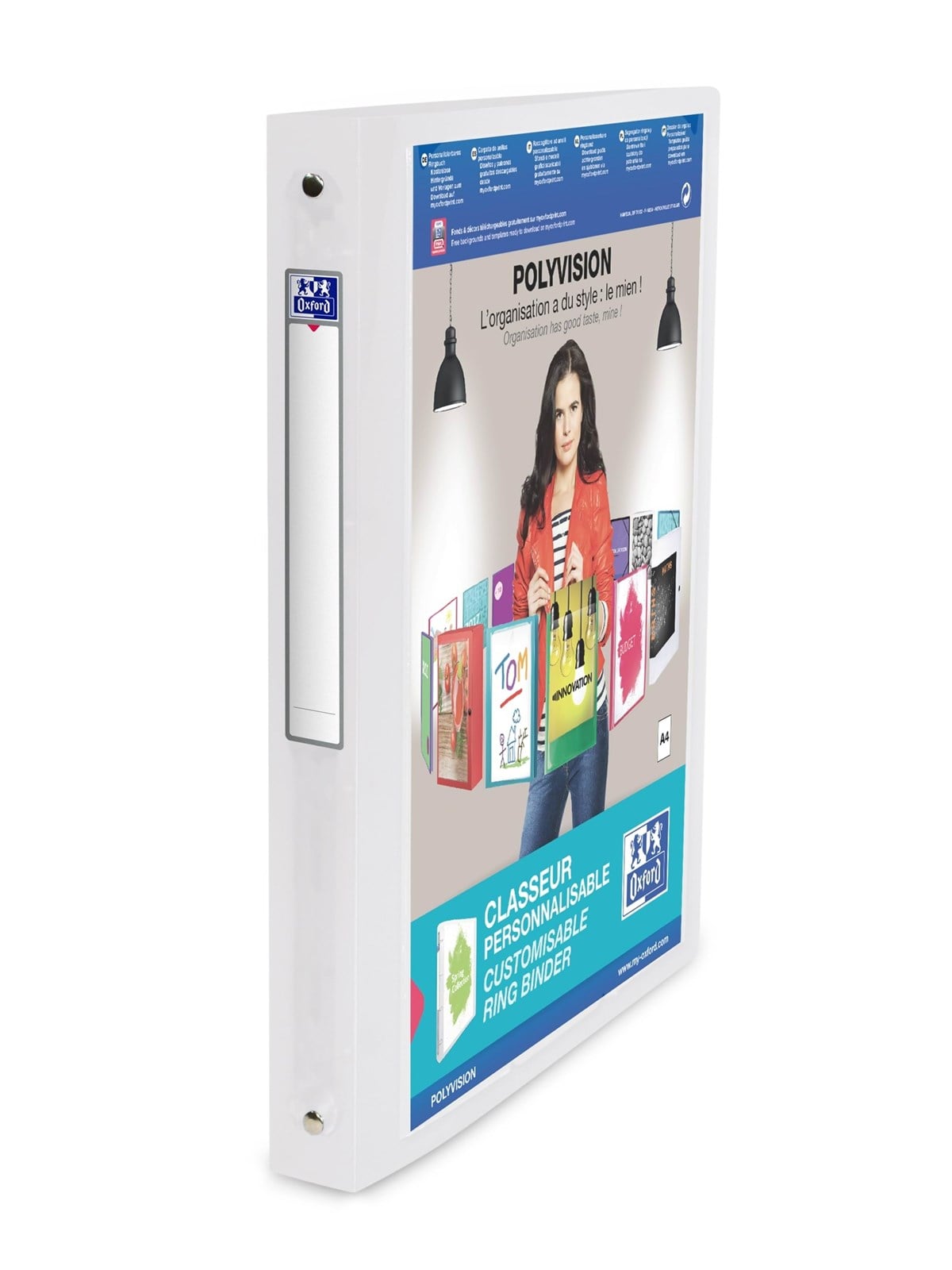 Oxford Ring Binder Polyvision A4 30mm Spine 4 Rings Translucent Clear - Mappenund Clipboards - 100201432