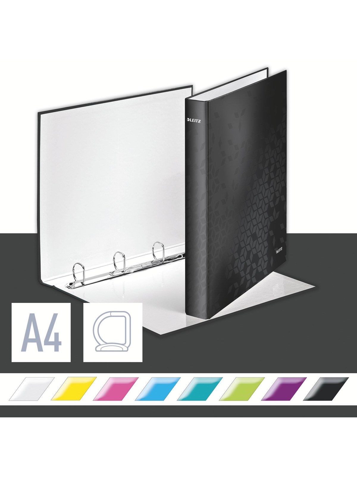 Leitz Ringbinder Wow Laminated A4+ 4dr/25mm Black - Briefordner Und Ringmappen - 42420095