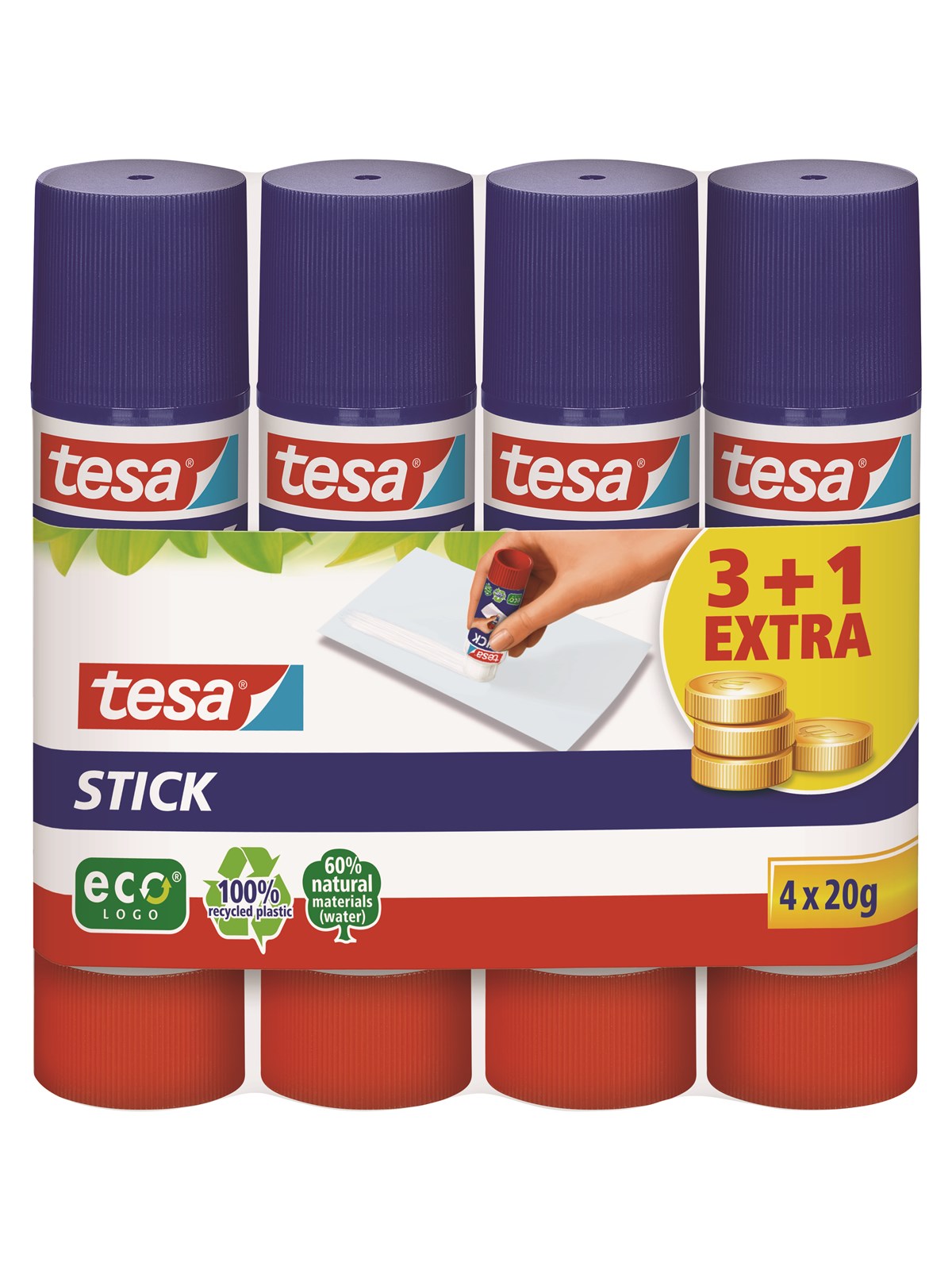 Tesa Glue Stick Ecologo 4 x 20g - Klebeband Und Kleber - 57088-00200-03
