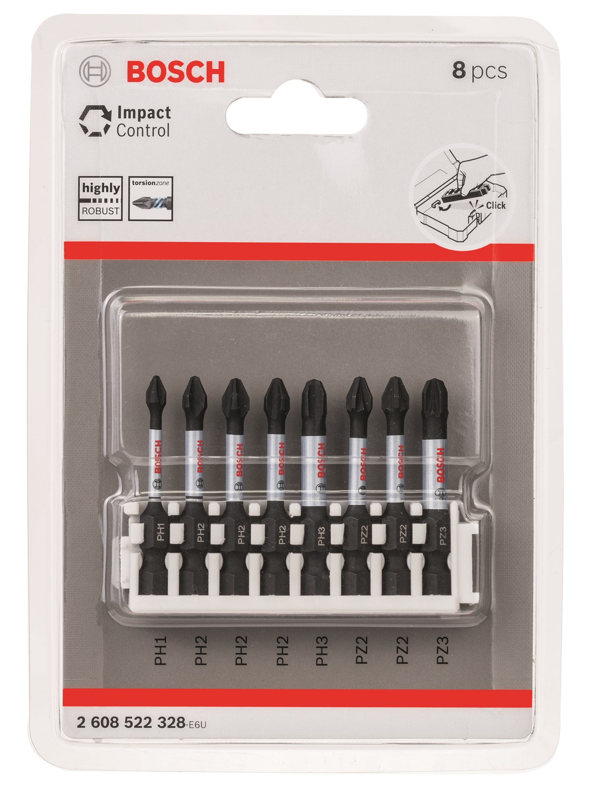 Bosch Bitssæt Impact Ph/pz 1-2-3 50mm 8stk - Bohrer Bits - 2608522328