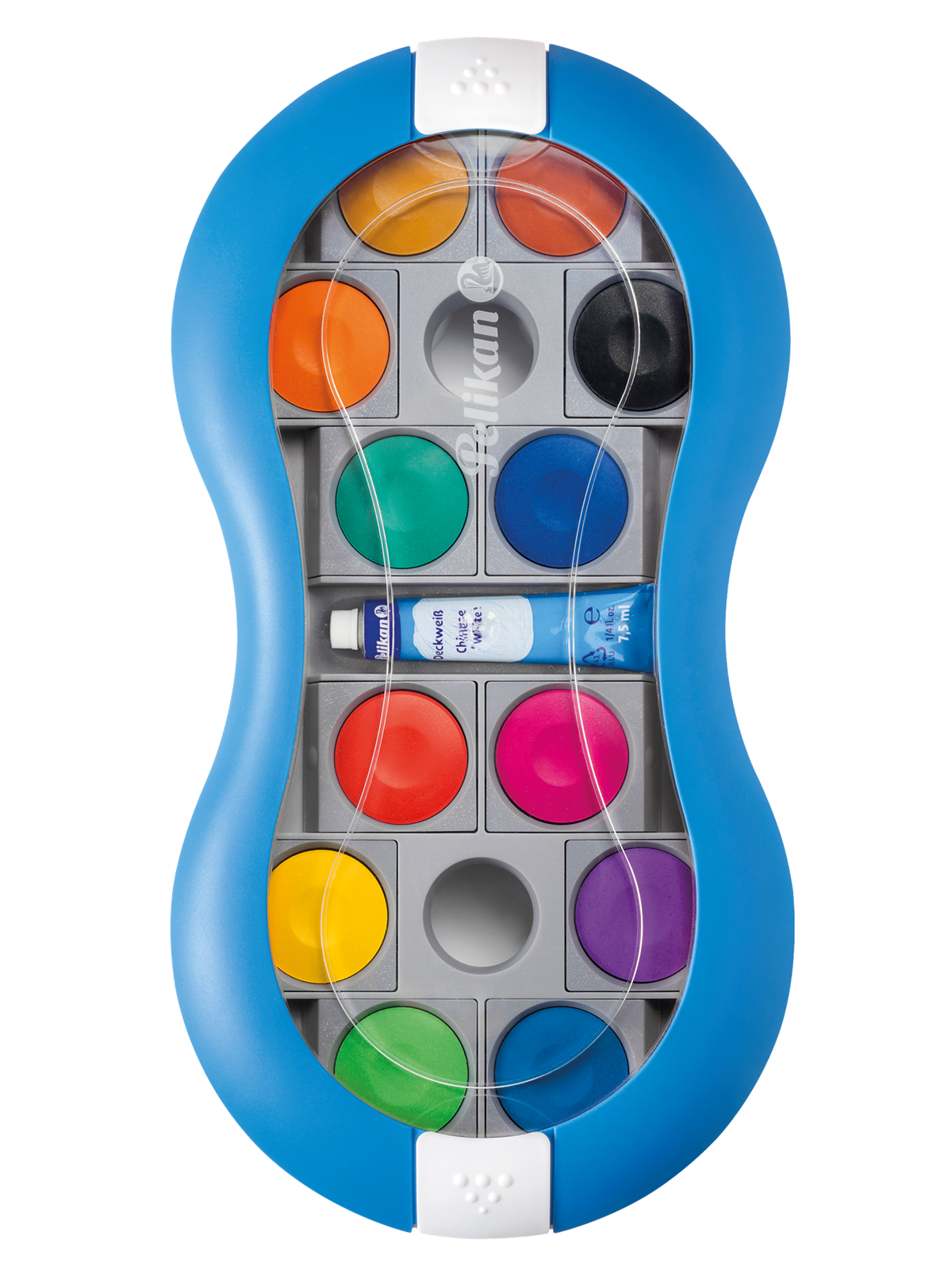 Pelikan Deckfarbkasten Space+ in Blau, 12 Brillante Qualitätsfarben, in Faltschachtel - Hobby Zubehoer - 724617