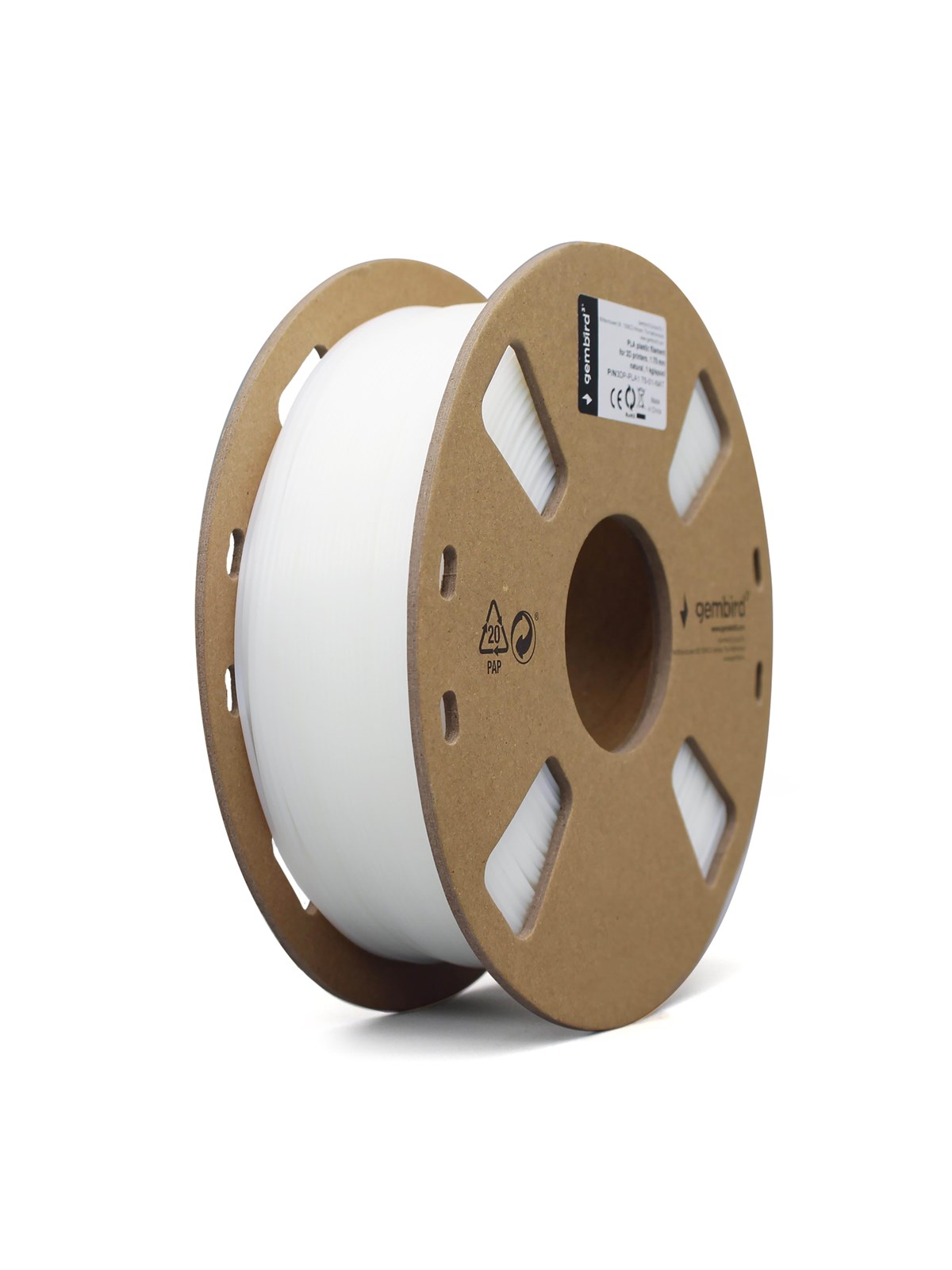 Gembird Pla Filament - Natural - 1.75mm ø - 1 kg - Filament 3D Drucker - 3dp-pla1.75-01-nat