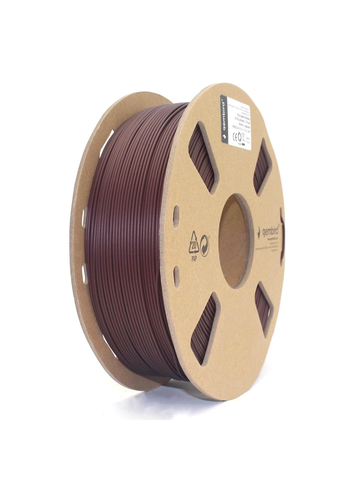 Gembird Pla Filament - Brown - 1.75mm ø - 1 kg - Filament 3D Drucker - 3dp-pla1.75-01-br