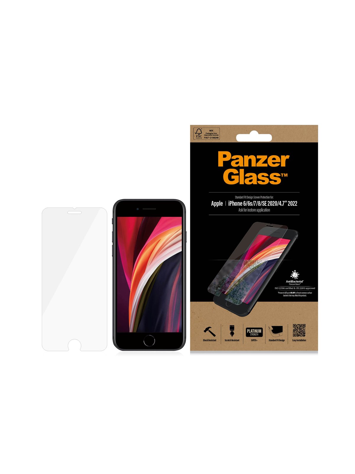 Panzerglass Screen Protector Apple Iphone 8 | 7 | 6s | 6 | SE (2020/2022) | Standard Fit - Handys Schutzfolie - Panzer2684
