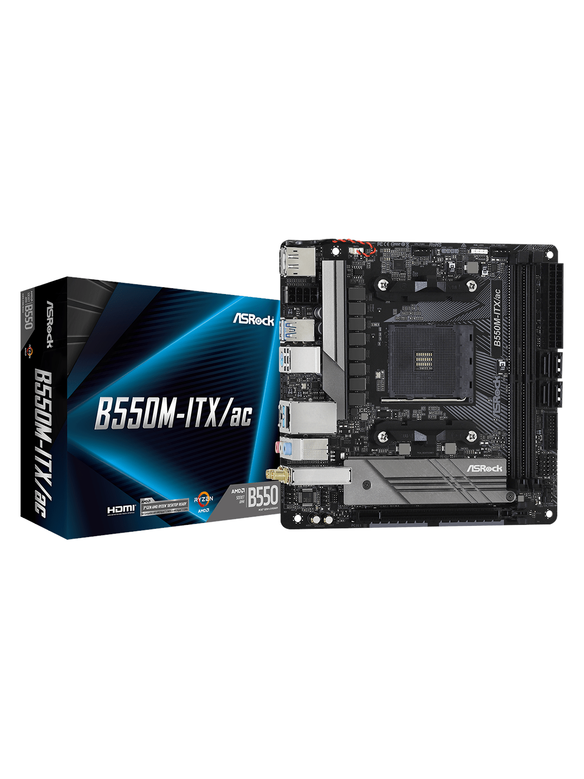 Asrock B550m-itx/ac Mainboard - Amd B550 - Amd Am4 Socket - Ddr4 Ram - Mini-itx - 90-mxbdh0-a0uayz