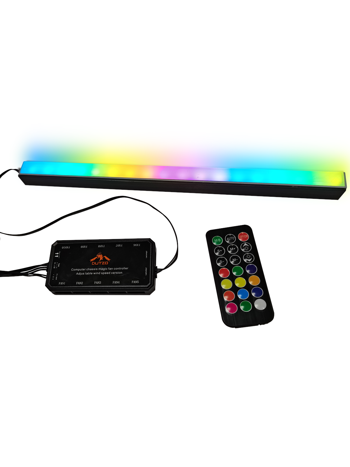 Dutzo Premium Adressable Rgb Strip 30cm With Controller & Remote - Gehaeusezubehoer - Dstrip-pre-30-argb+Con