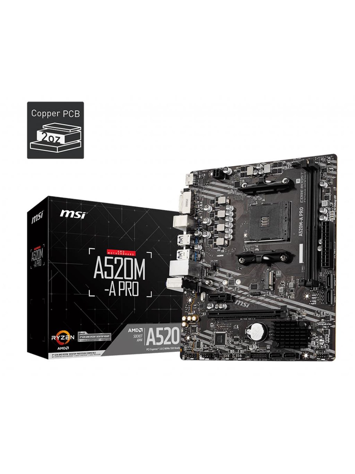 Msi A520m-a Pro Mainboard - Amd A520 - Amd Am4 Socket - Ddr4 Ram - Micro-atx