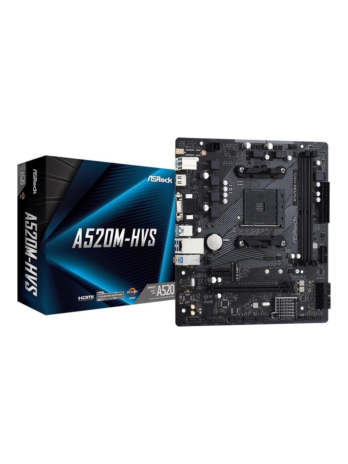 Asrock A520m-hvs Mainboard - Amd A520 - Amd Am4 Socket - Ddr4 Ram - Micro-atx - 90-mxbe60-a0uayz
