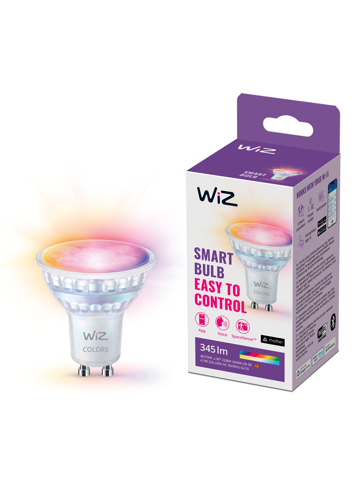 Wiz Color Gu10 Smart Spot Bulb - Rgb/16 Million Colours + Dimmable White Led - Smart Home - 929003772322