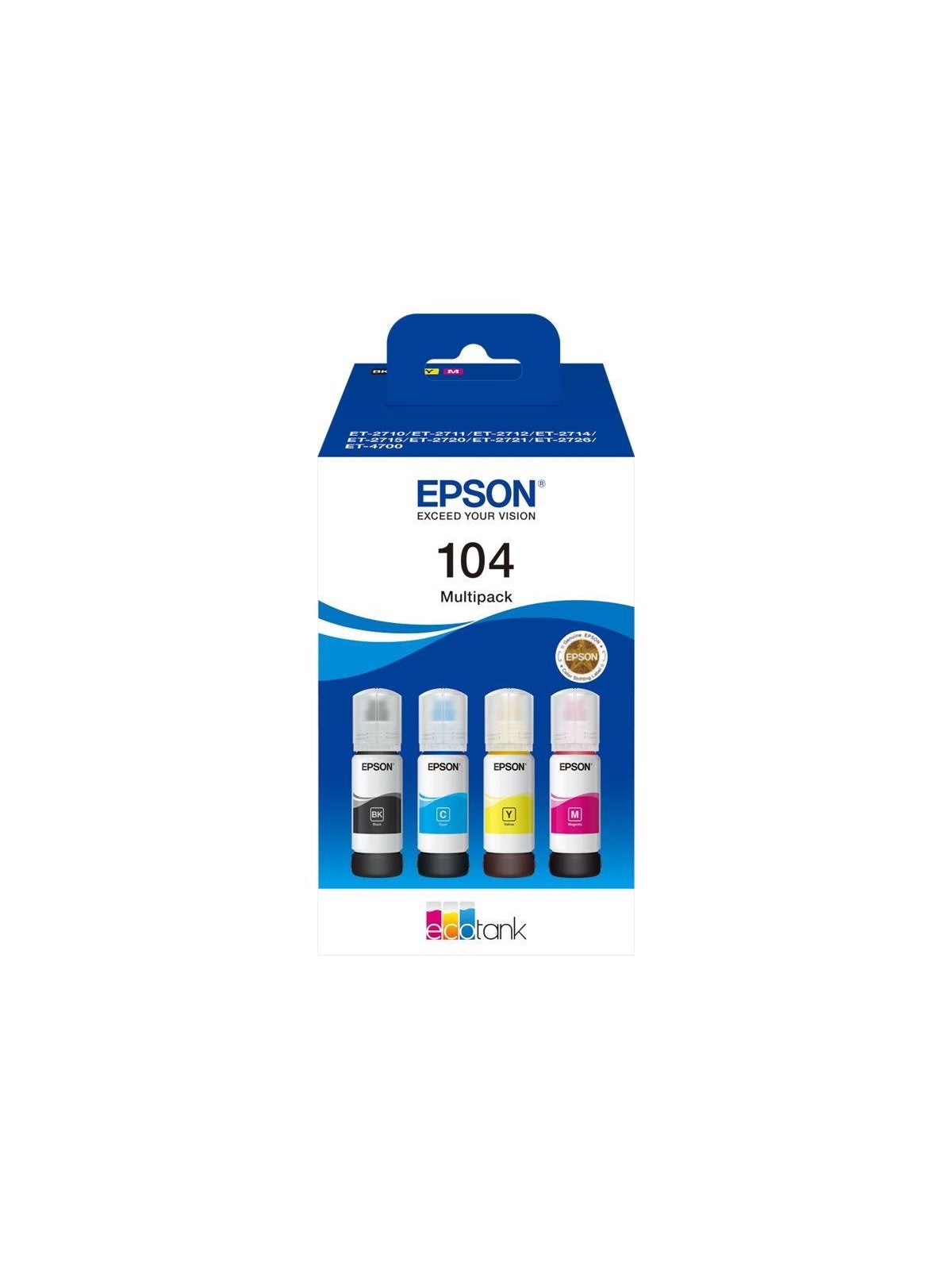 Epson Ecotank 104 - 4-pack (Yellow Cyan Magenta Black) Ink - Druckerzubehoer Tinte Toner - C13t00p640