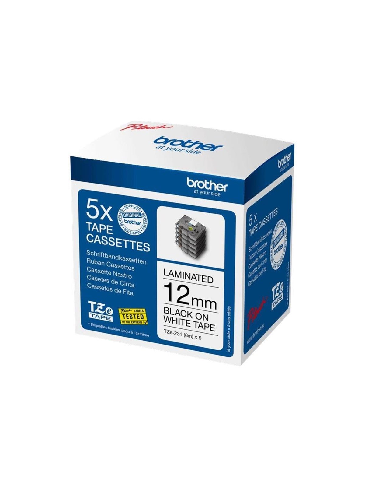 Brother Tze 231 - Black on White - Roll (1.2 cm x 8 m) - Papier Fotopapier Und Etiketten - Tze231m5
