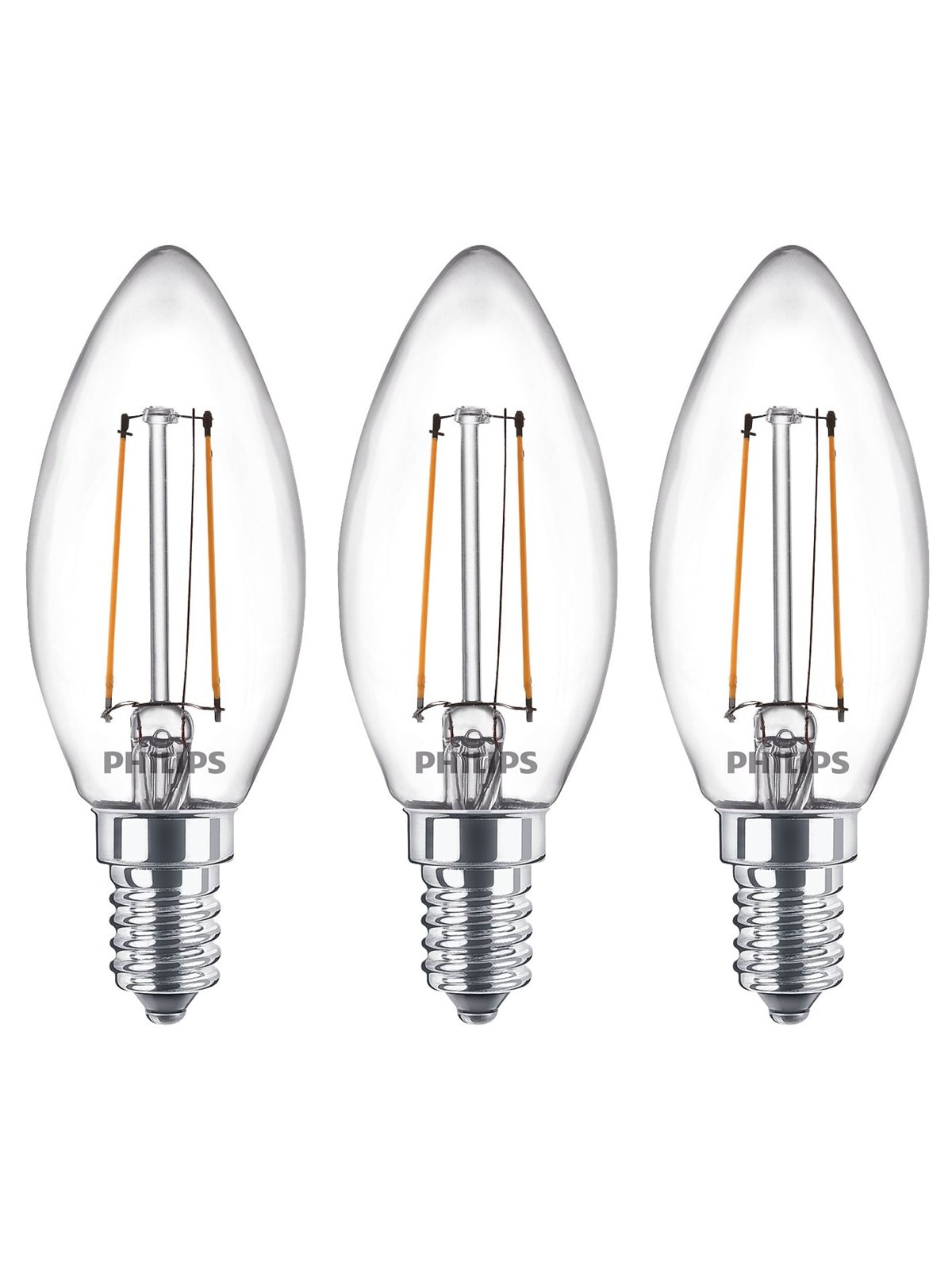 Philips Led-lampe Classic Candle 2w/827 (25w) Clear 3-pak E14 - Led Birnen - 929001238343