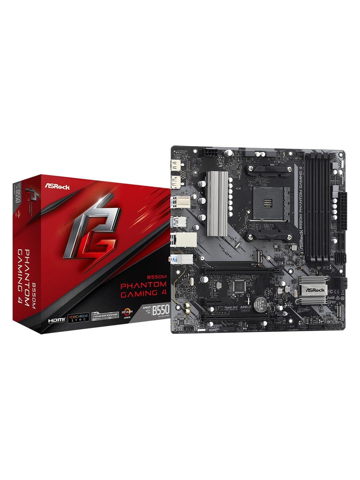 Asrock B550m Phantom Gaming 4 Mainboard - Amd B550 - Amd Am4 Socket - Ddr4 Ram - Micro-atx - 90-mxbe90-a0uayz