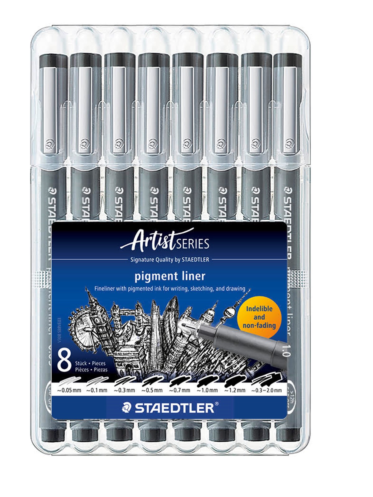 Staedtler Fineliner Pigment Liner Black 8pcs - Utensilien Zum Schreiben Und Zeichnen - 308 Sb8